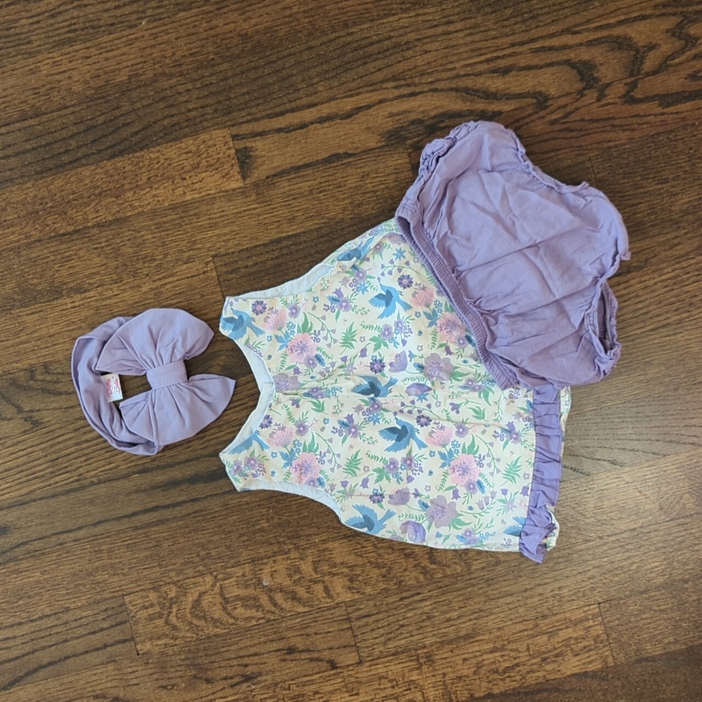 3-Piece Set - Swing Top, Bloomers and Headband - Ruffle Butts - Worn Once